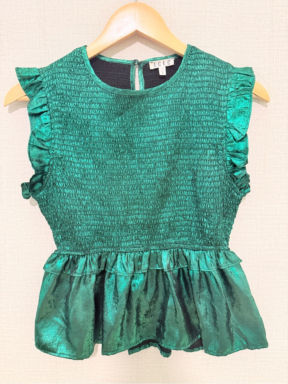 TCEC Emerald Green Ruffled Peplum Top